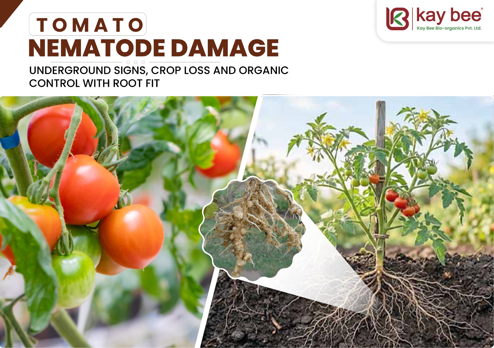 root knot nematode damage and root galls in tomato plants